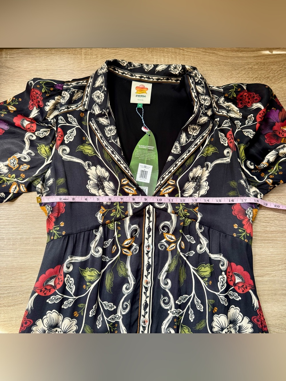 NWT Farm Rio Rococo Flowers Black Mini Dress Medium - Picture 10 of 17